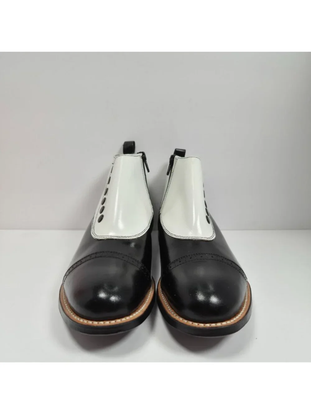 Stacy Adams Madison Men's White Black Leather Ankle Boots US Size 7.5D
